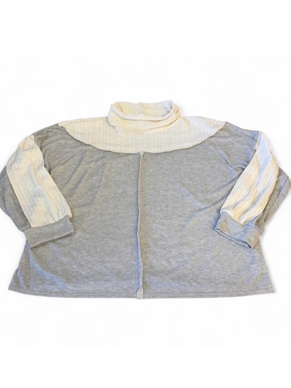 Sugarfox Boho Lightweight Turtleneck Women’s 3X Lace Cottage Beachy Spring Gray